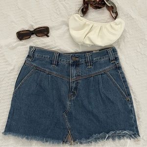 ★ We The Free FREE PEOPLE Pleated Denim Blue Jean Skirt
